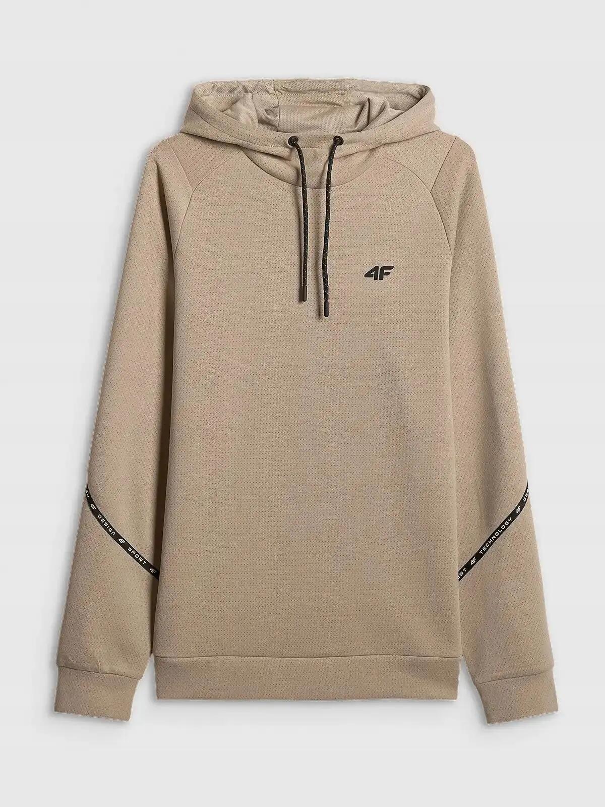 BLUZA MĘSKA 4F DRESOWA NIEROZPINANA Z KAPTUREM L M2238 KOLOR BEŻOWY 2/6