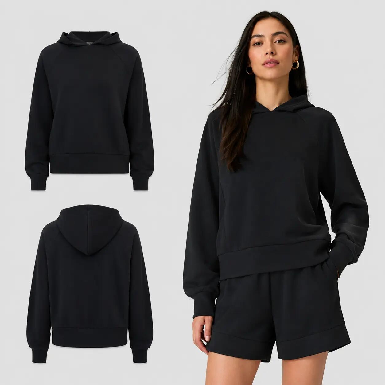 BLUZA DAMSKA 4F DRESOWA NIEROZPINANA Z KAPTUREM Z MODALEM KOLOR CZARNY