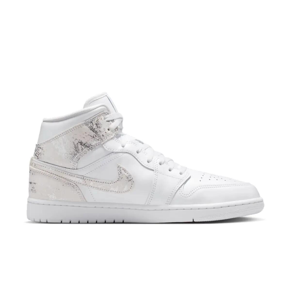 Jordan 1 Mid SE Distressed White Field Silver 2/6