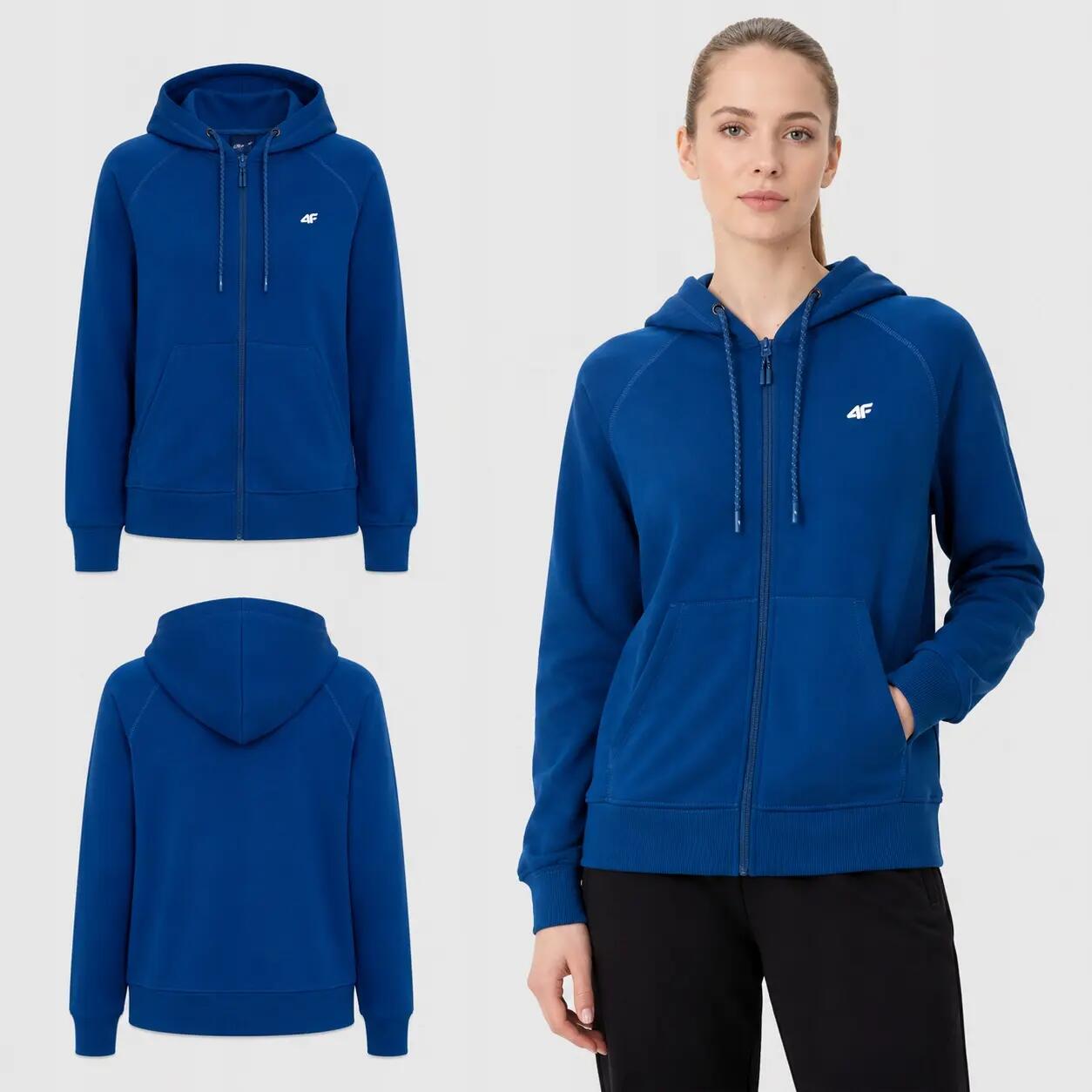 BLUZA DAMSKA 4F DRESOWA ROZPINANA Z KAPTUREM BASIC KOLOR ZIELONY