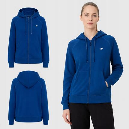 BLUZA DAMSKA 4F DRESOWA ROZPINANA Z KAPTUREM BASIC KOLOR BEŻOWY