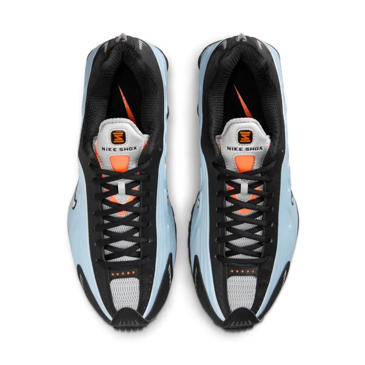 Nike Shox R4 Blue Tint Total Orange Black Metallic Silver (Women's) 5/6