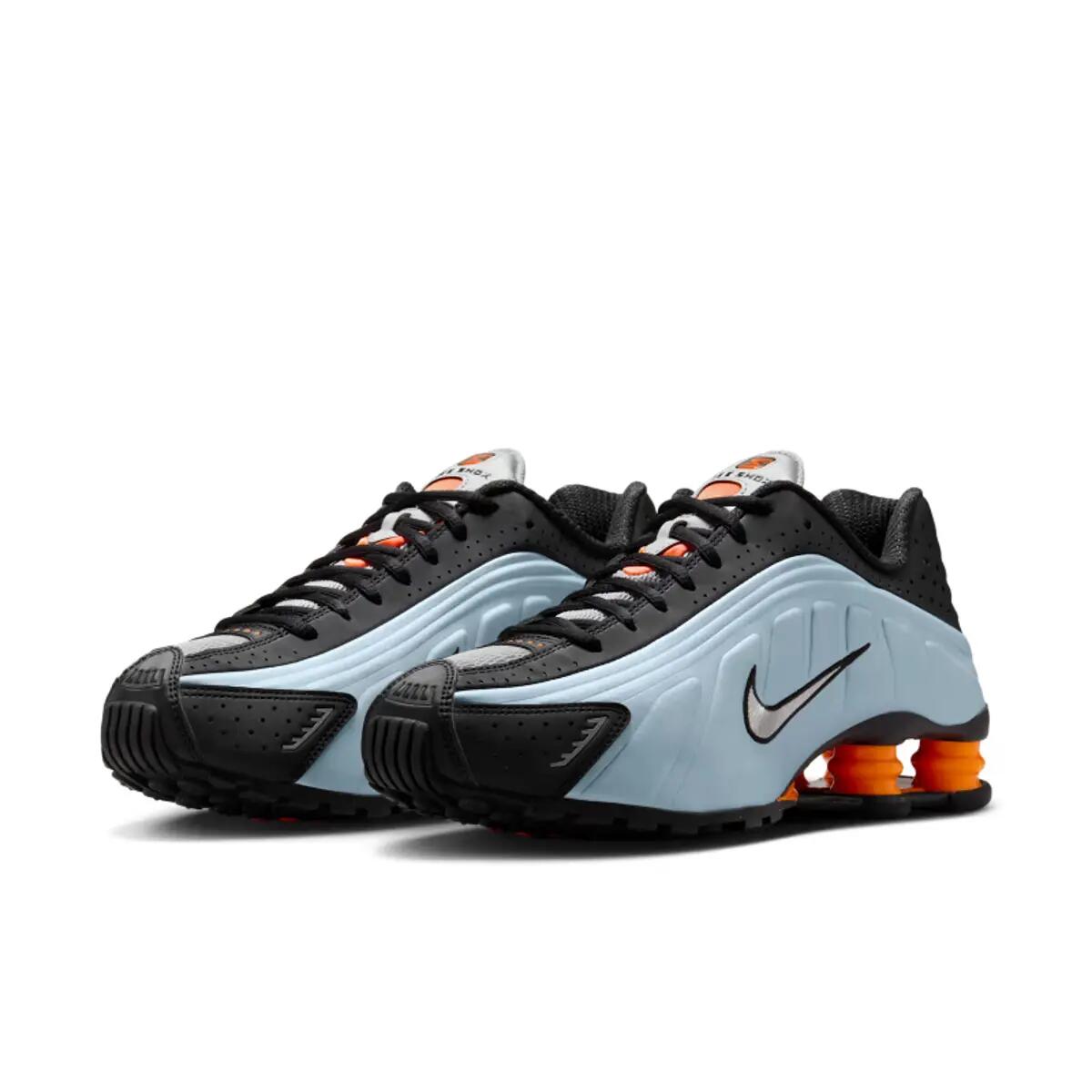 Nike Shox R4 Blue Tint Total Orange Black Metallic Silver (Women's) 4/6