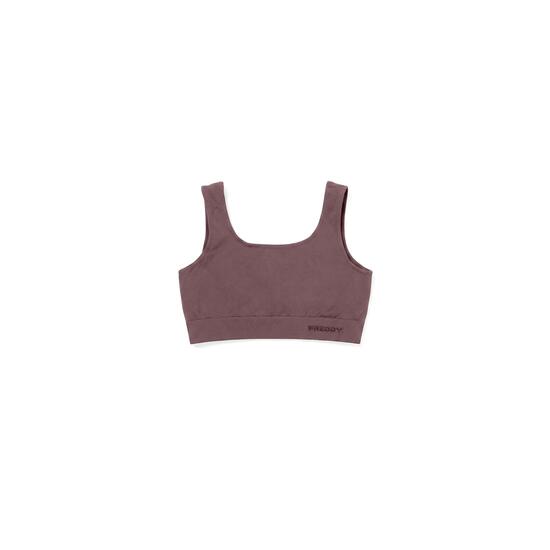 Brassière de sport sans coutures avec bande sous le buste côtelée