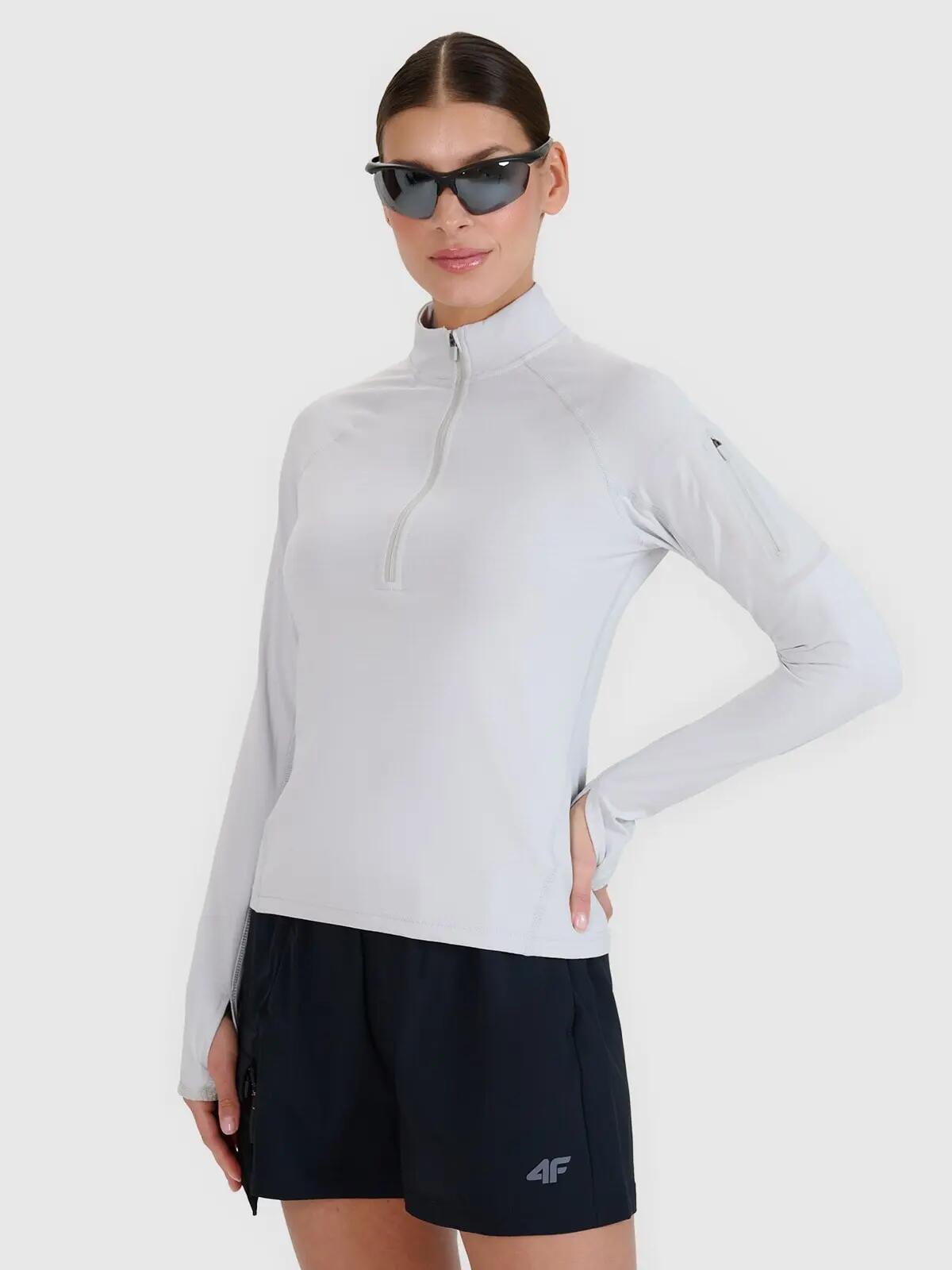 BLUZA DAMSKA 4F TREKKINGOWA SZYBKOSCHNĄCA TFSWF476 KOLOR SZARY 1/10