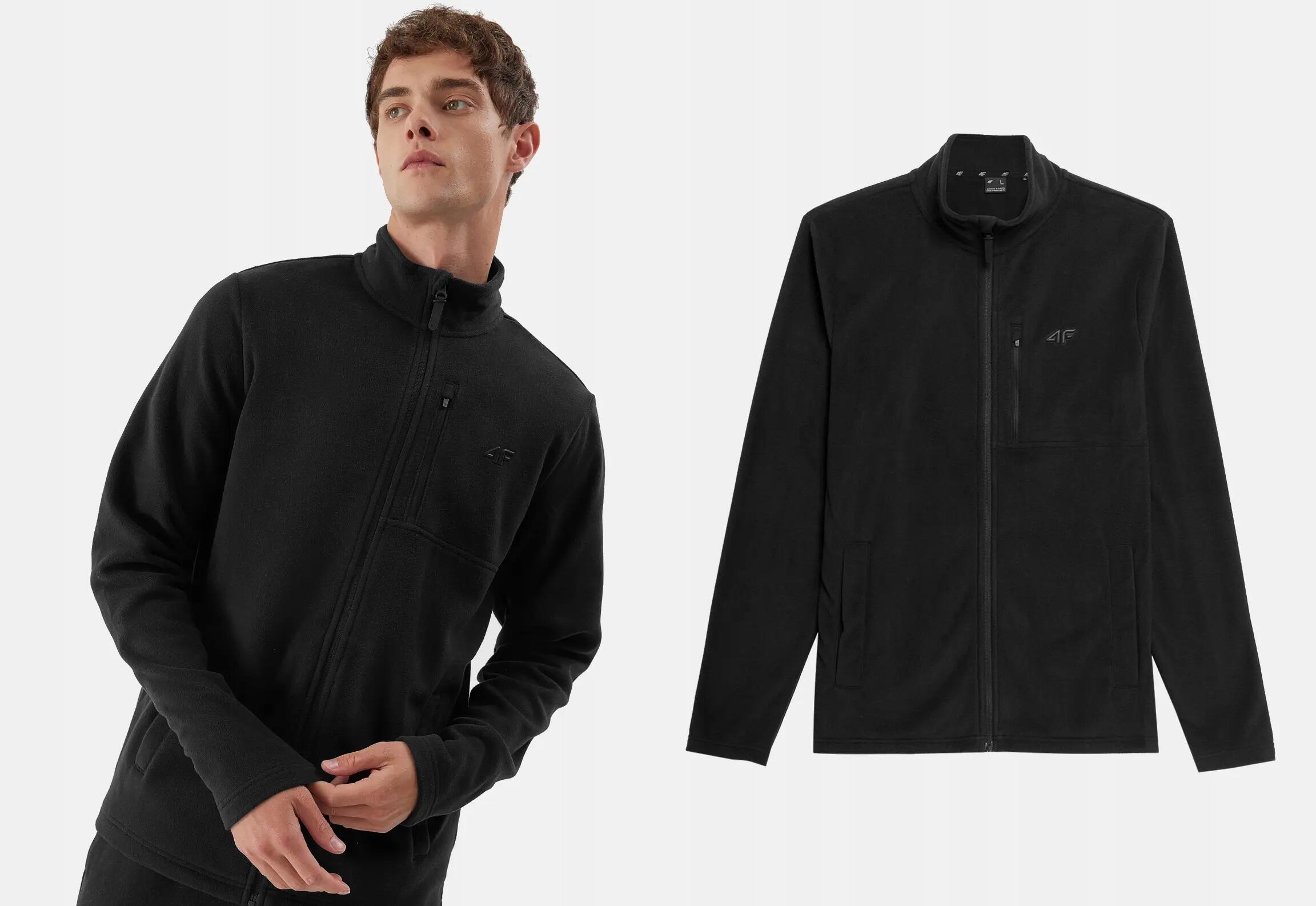 POLAR MĘSKI 4F BLUZA POLAROWA ROZPINANA TFLEM122 XXL  KOLOR CZARNY 9/10