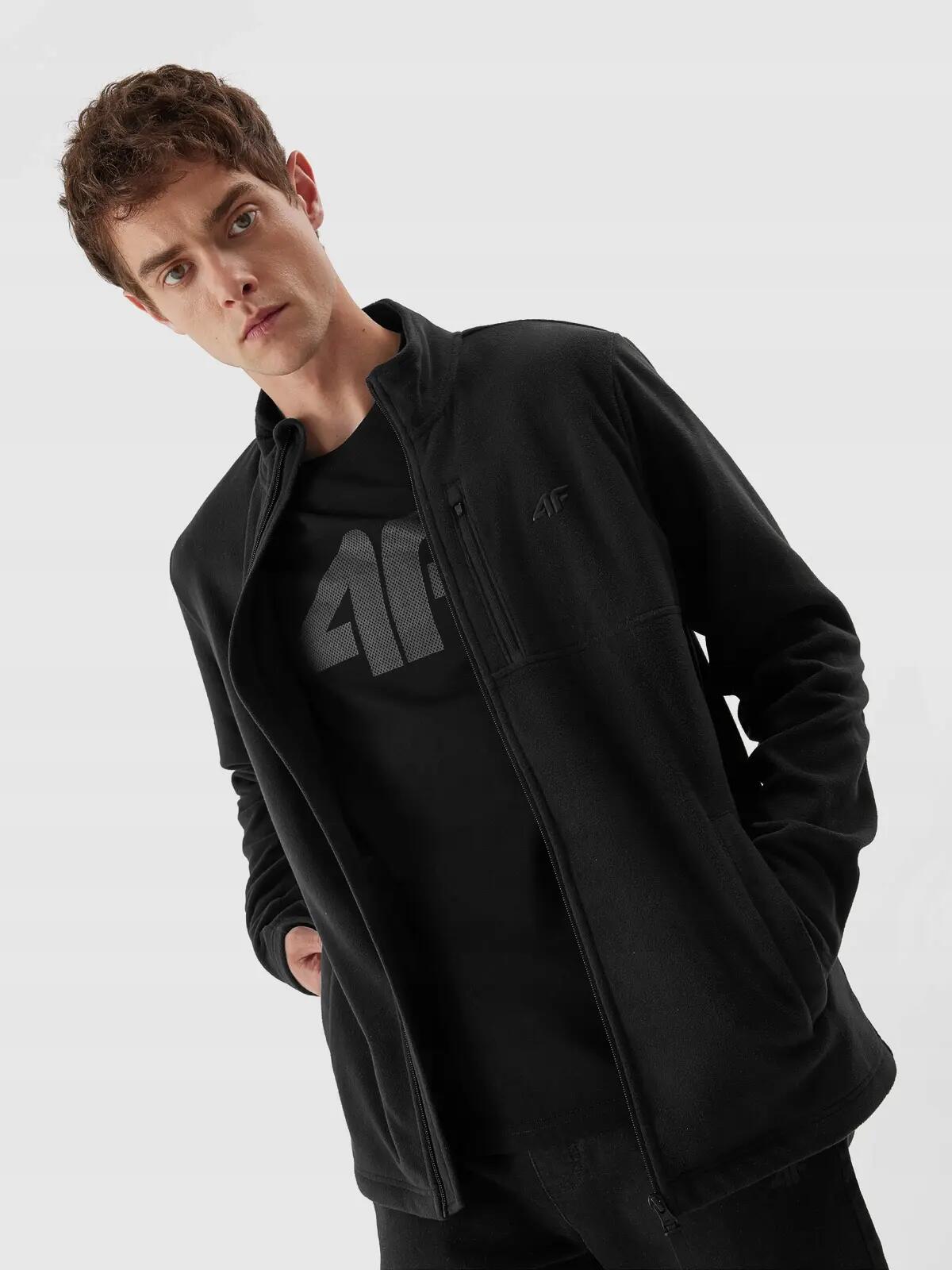 POLAR MĘSKI 4F BLUZA POLAROWA ROZPINANA TFLEM122 XXL  KOLOR CZARNY 4/10