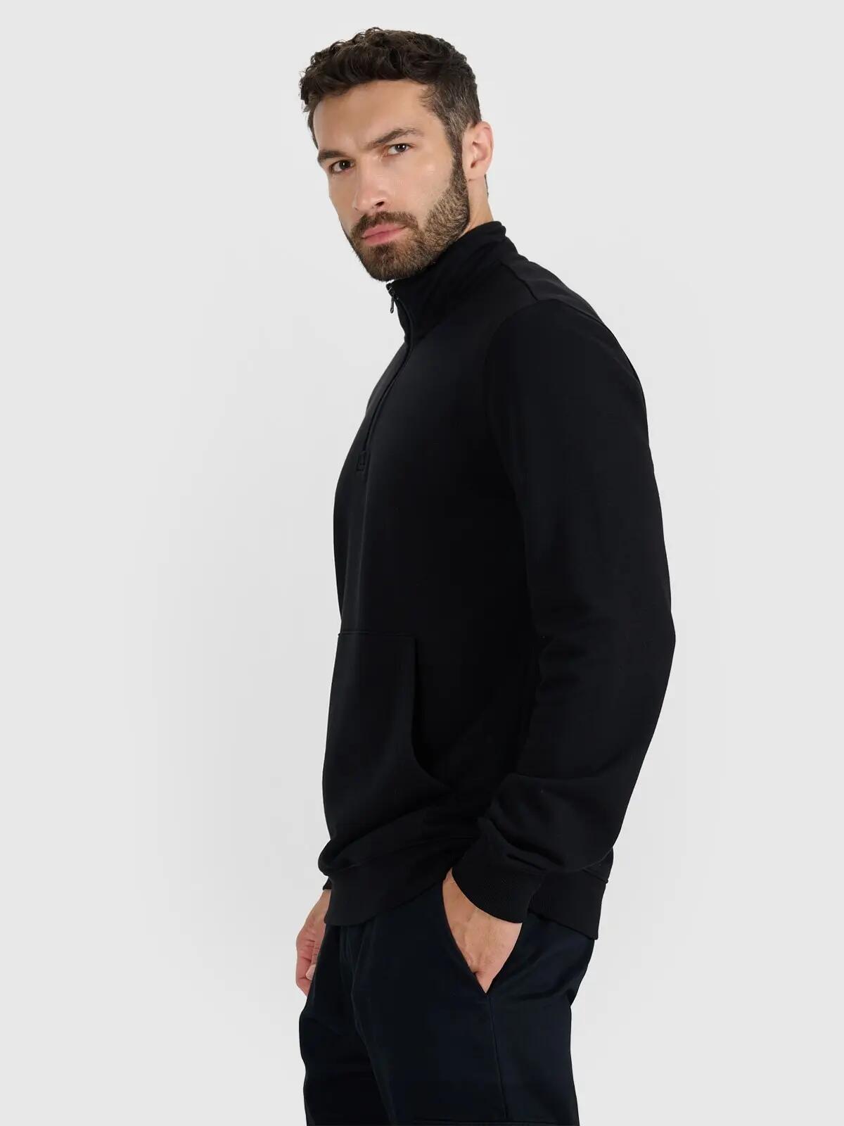 BLUZA MĘSKA 4F Z ZAMKIEM O DŁUGOŚCI 46054 BAWEŁNIANA TSWSM1902  KOLOR CZARNY 3/10