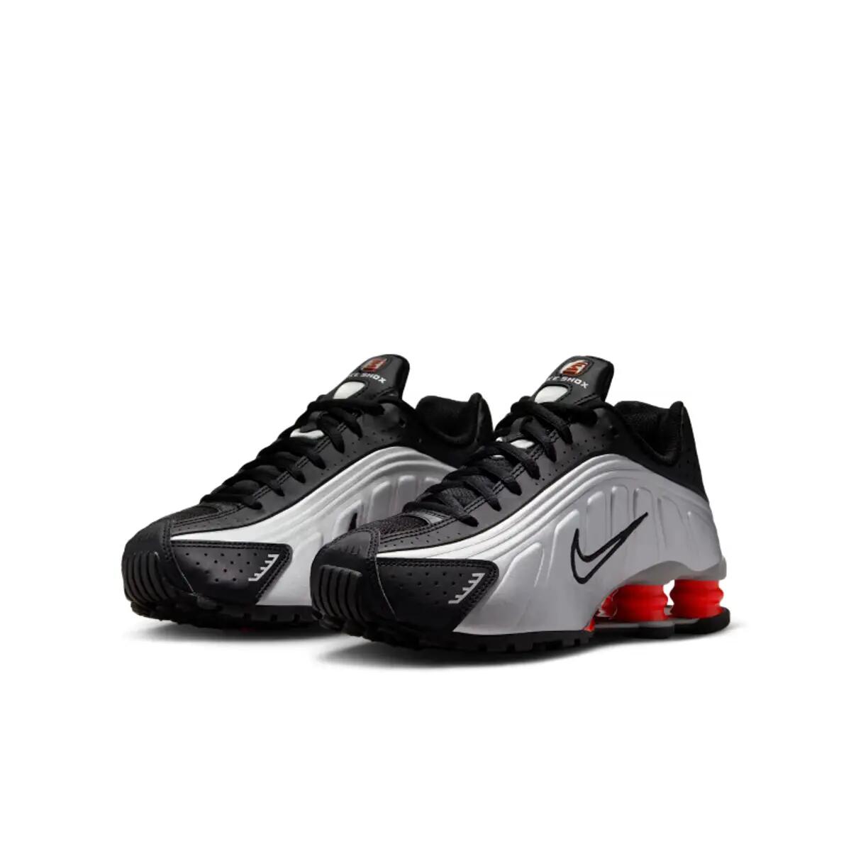 Nike Shox R4 Metallic Silver Black Picante Red (GS) 4/6