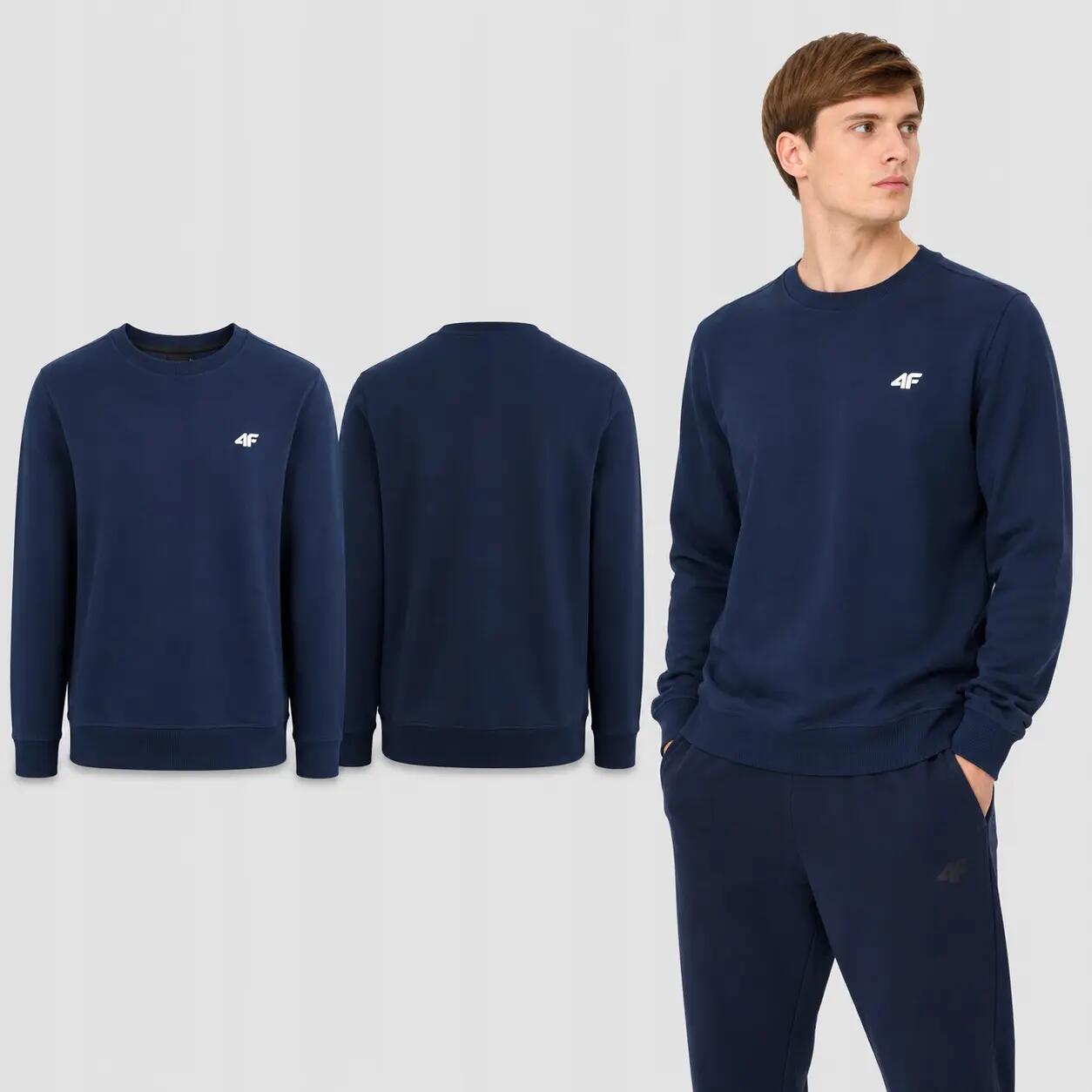BLUZA MĘSKA DRESOWA 4F BEZ KAPTURA NIEROZPINANA M M2549 KOLOR NIEBIESKI