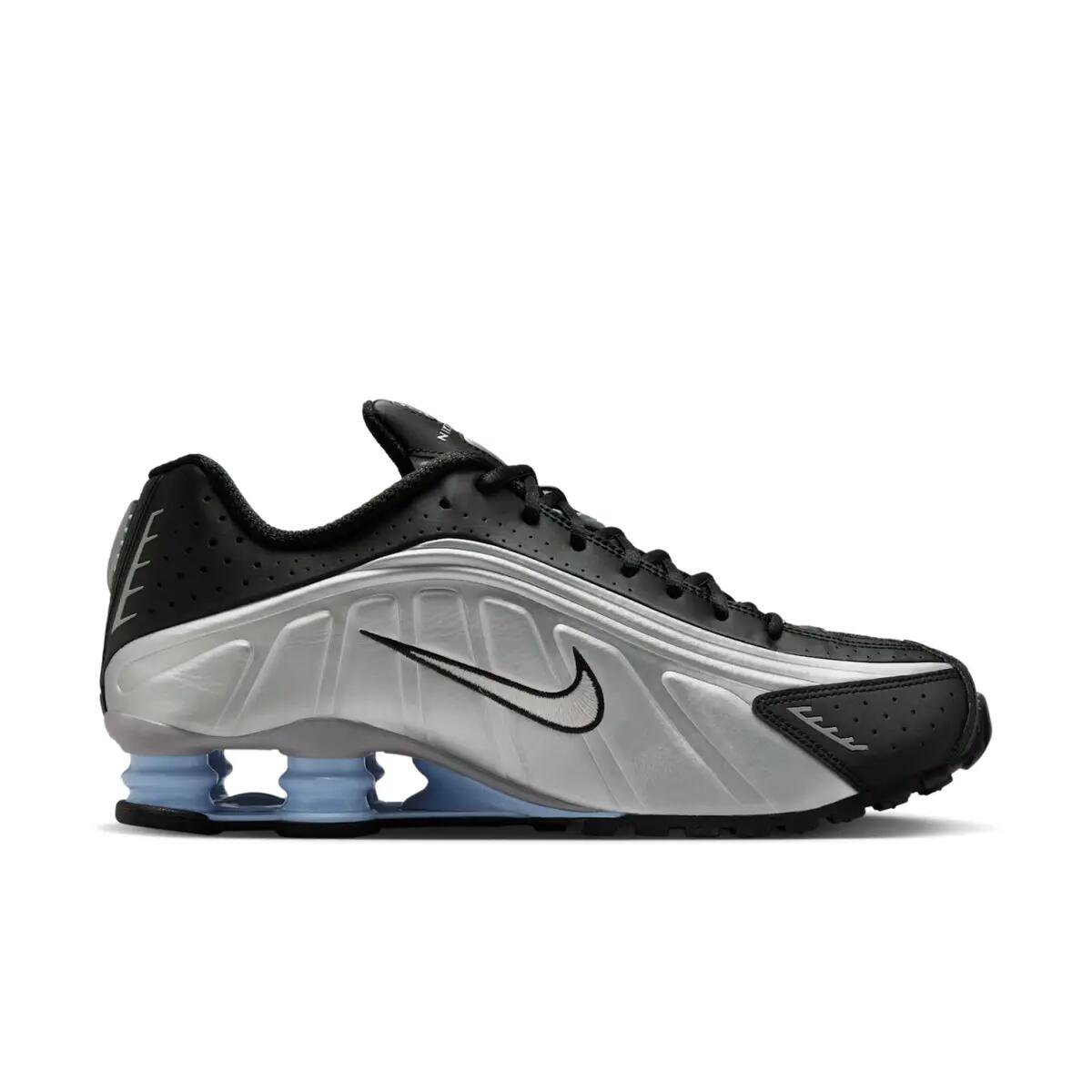 Nike Shox R4 Metallic Silver Black Psychic Blue 3/6