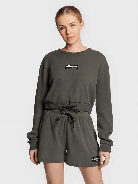 BLUZA DAMSKA ELLESSE SPORTOWA KRÓTKA WIĄZANA LUSSO CROP KOLOR SZARY