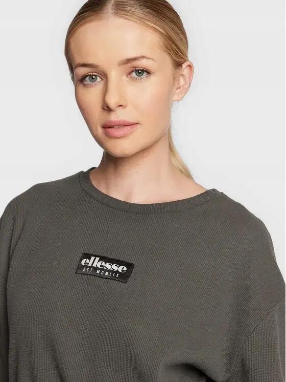 BLUZA DAMSKA ELLESSE SPORTOWA KRÓTKA WIĄZANA LUSSO CROP  KOLOR SZARY 4/5