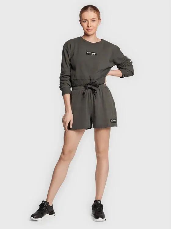 BLUZA DAMSKA ELLESSE SPORTOWA KRÓTKA WIĄZANA LUSSO CROP  KOLOR SZARY 3/5