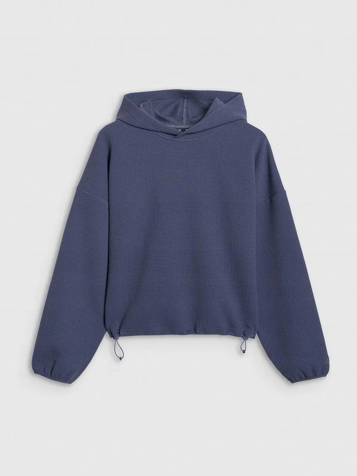 BLUZA DAMSKA DRESOWA 4F Z DZIANINY O SPLOCIE WAFLOWYM TSWSF1847  KOLOR NIEBIESKI 9/12