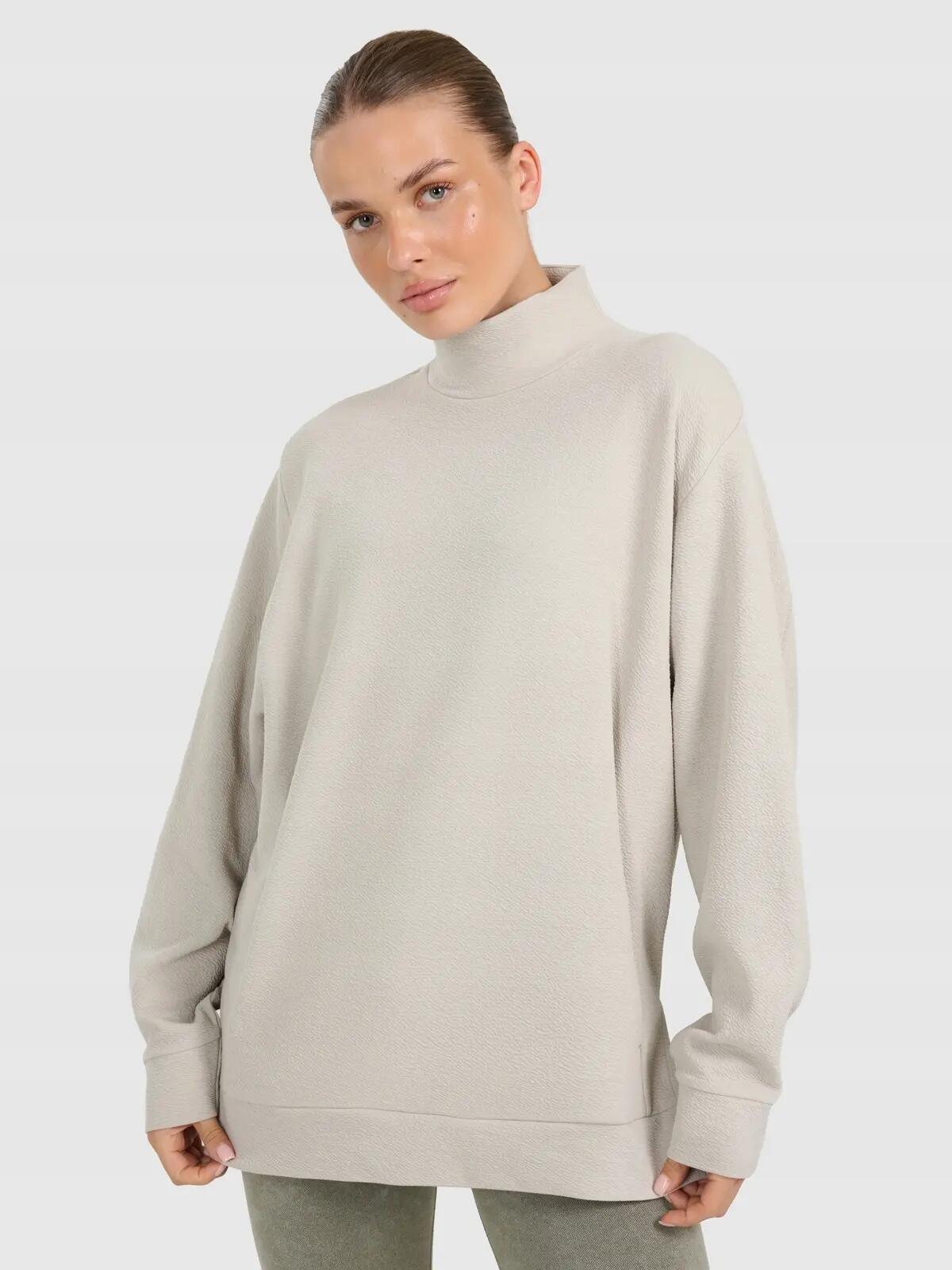 BLUZA DAMSKA DRESOWA 4F TRENINGOWA DO JOGI TFSWF589 KOLOR BEŻOWY
