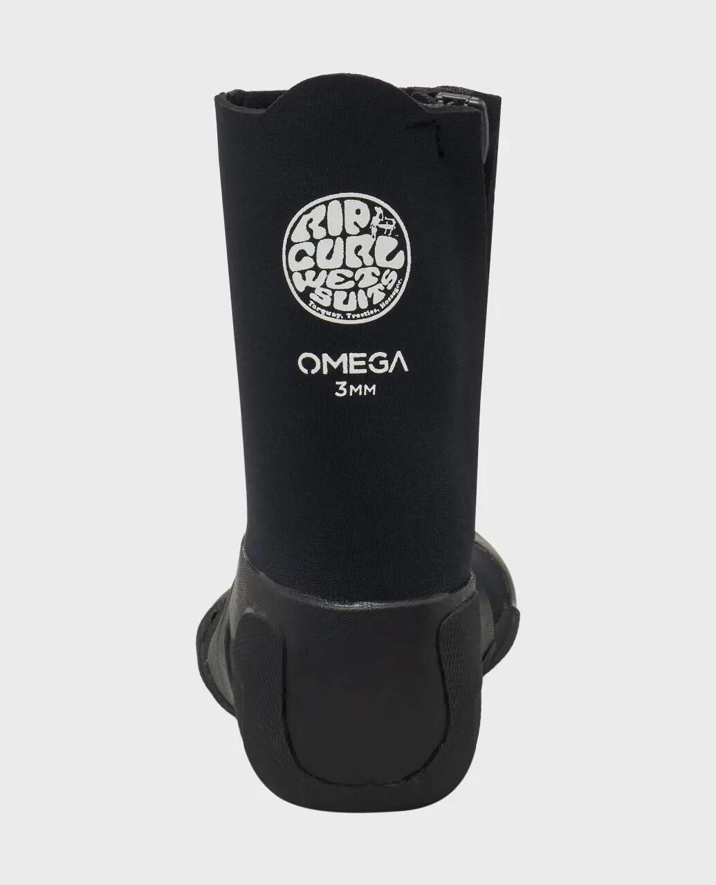 Chaussons de surf Homme Omega 3 mm bout rond zip latéral - Noir 3/4