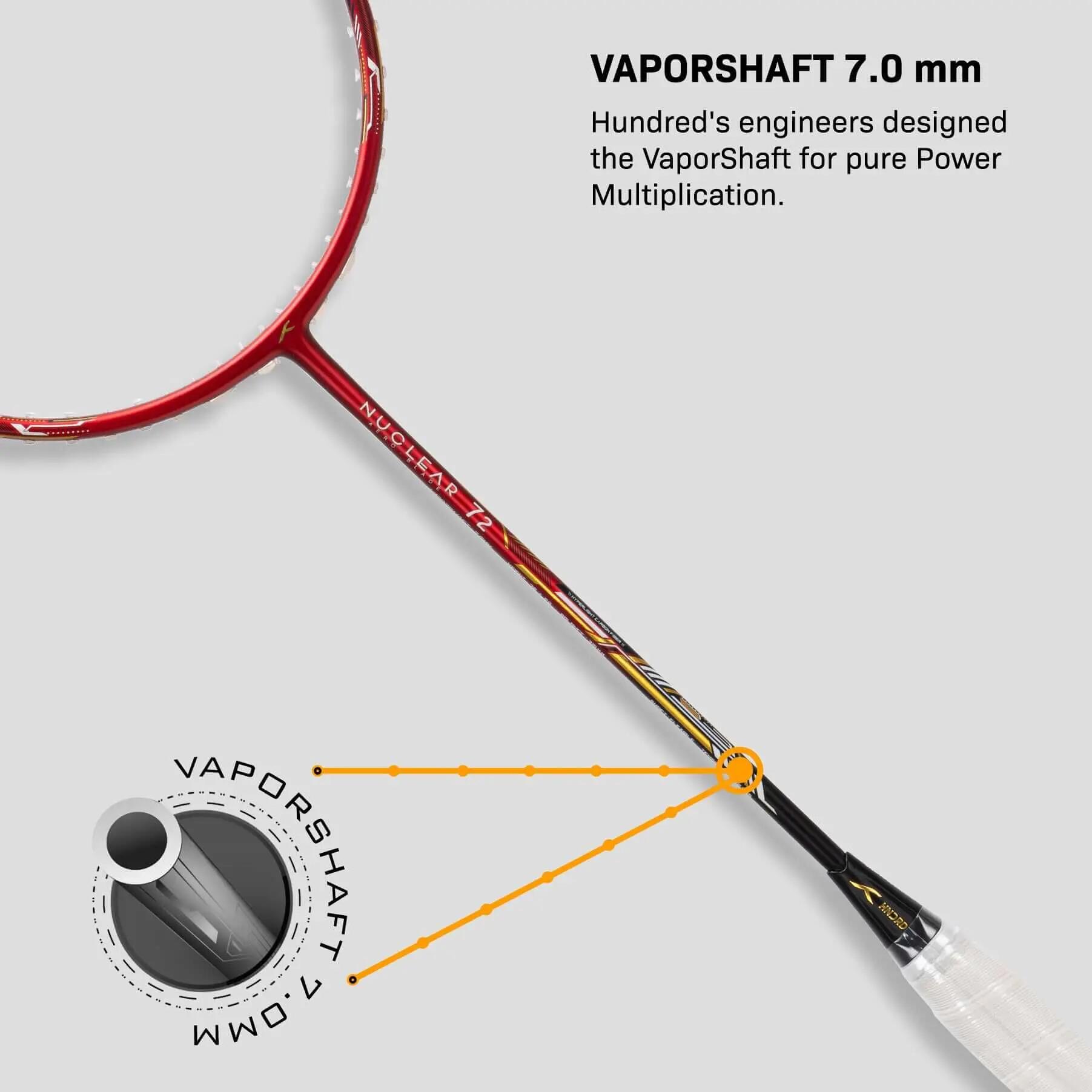Unisex Badmintonschläger Hundred Nuclear 72 - Dunkelrot/Schwarz/Gold 8/9