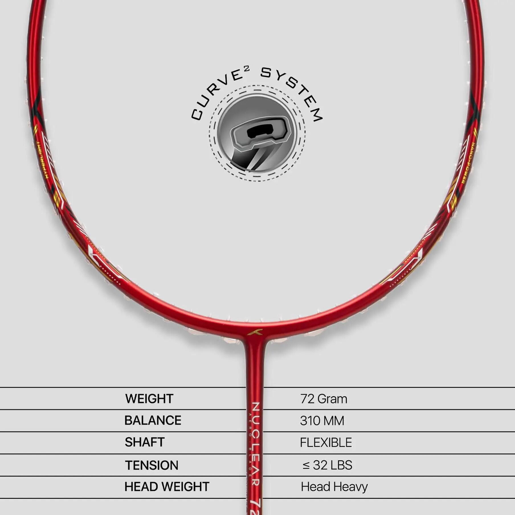 Unisex Badmintonschläger Hundred Nuclear 72 - Dunkelrot/Schwarz/Gold 3/9