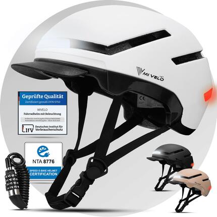 Fahrradhelm MIVELO NOVA - für Herren und Damen mit Licht vorne & hinten, NTA