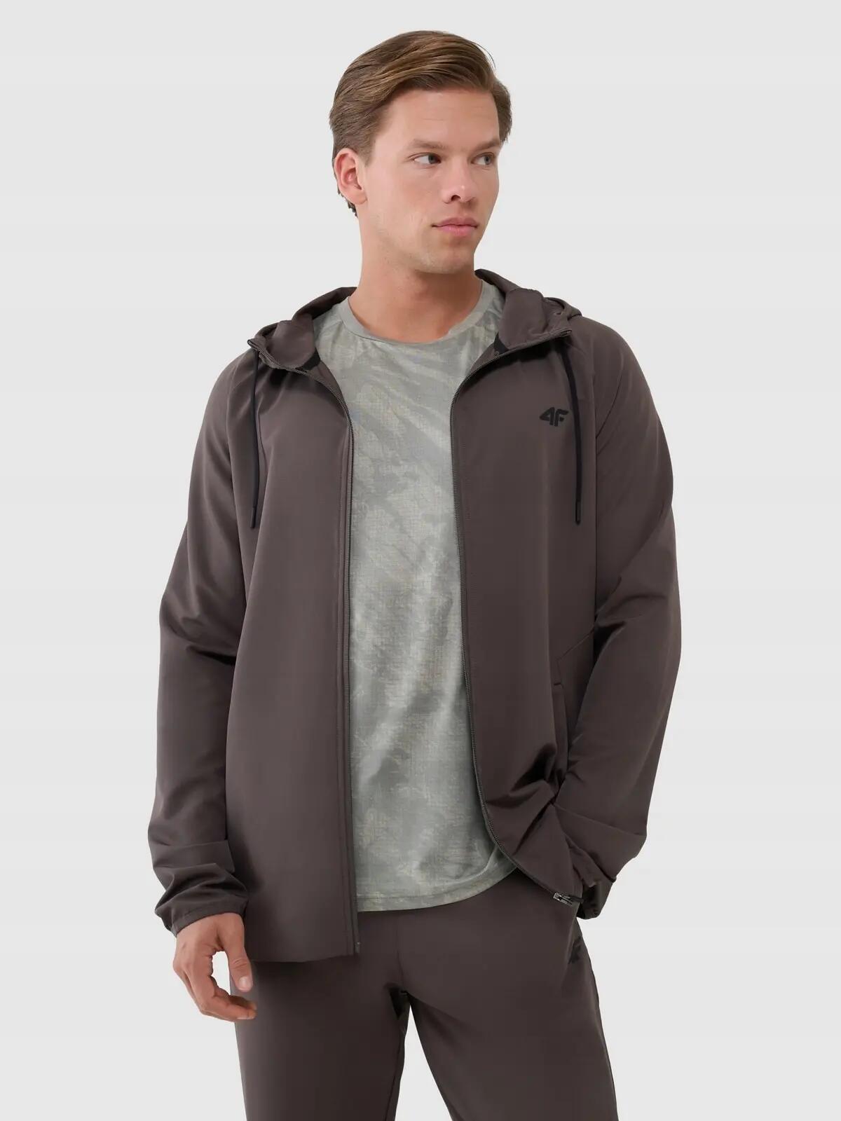 BLUZA MĘSKA 4F TRENINGOWA SZYBKOSCHNĄCA ROZPINANA TFSWM458  KOLOR BRĄZOWY 4/11