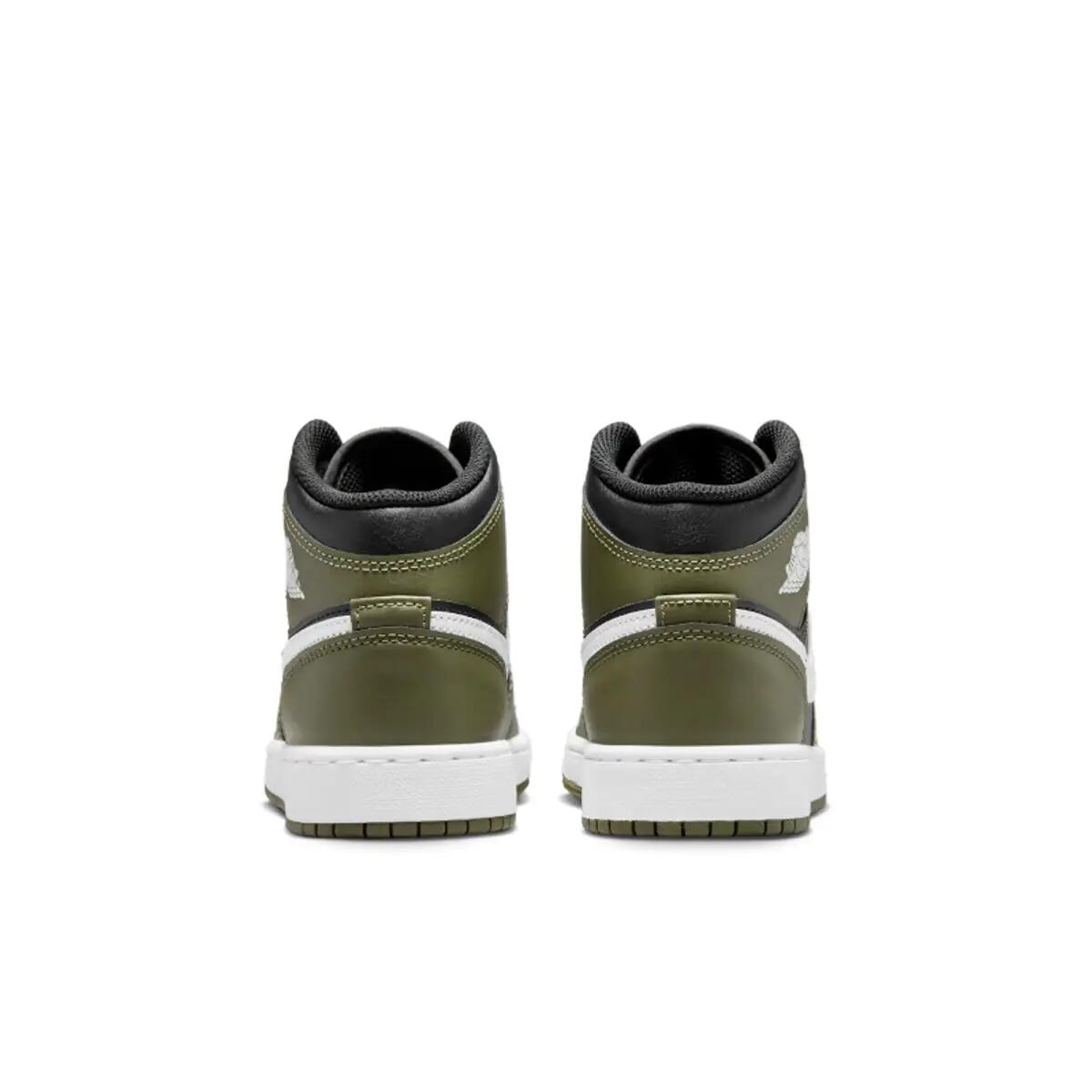 Jordan 1 Mid Black White Olive (GS) 6/6