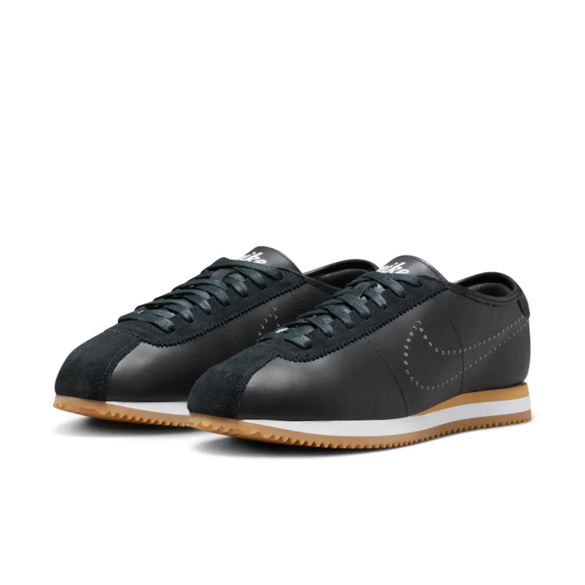 Nike Cortez Leather Black White Gum Perforated Swoosh (Women's) 5/6