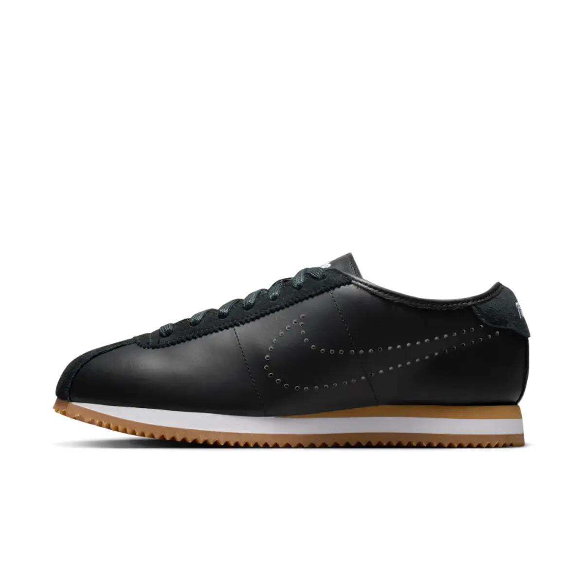 Nike Cortez Leather Black White Gum Perforated Swoosh (Women's) 3/6