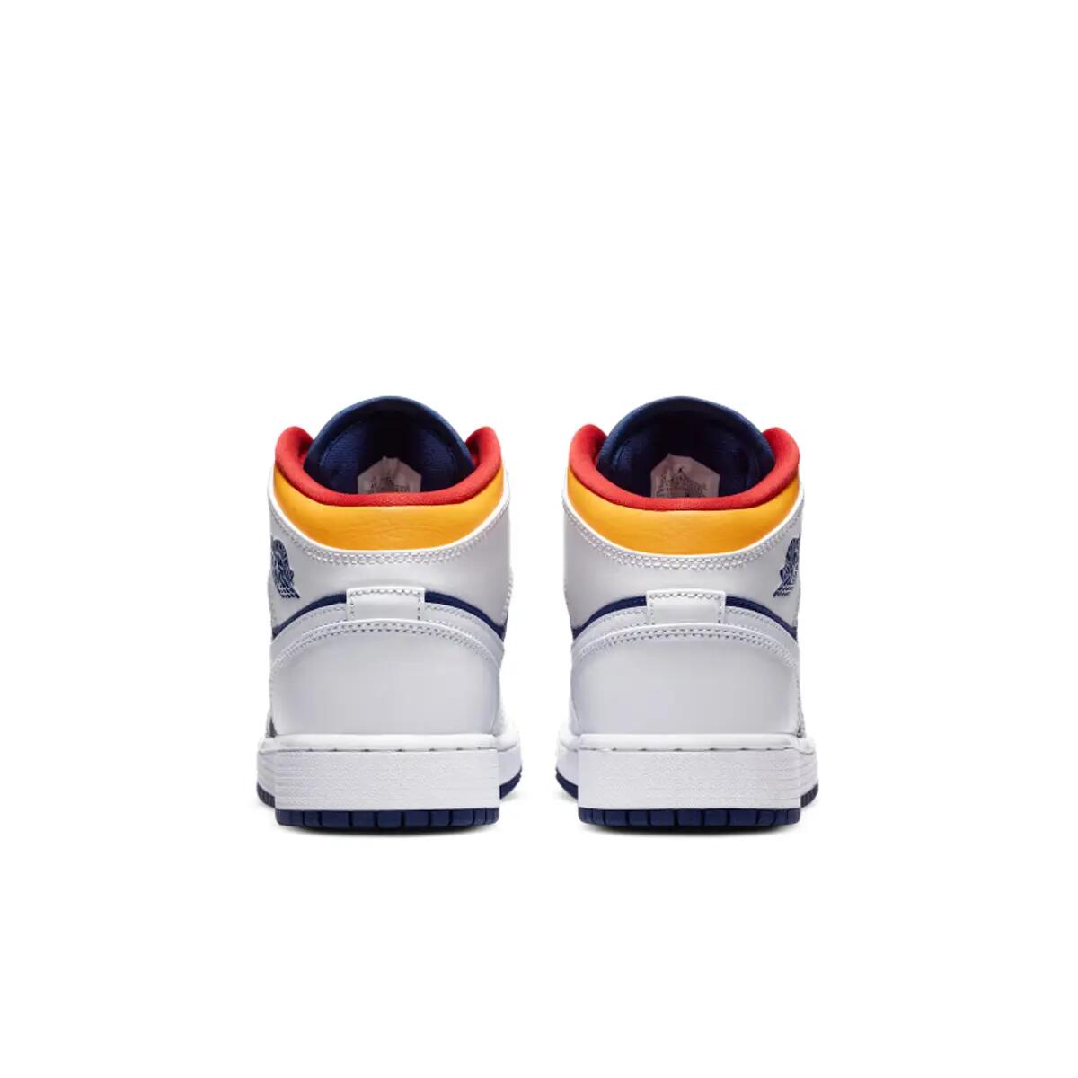 Jordan 1 Mid White Laser Orange Deep Royal Blue (GS) 4/6