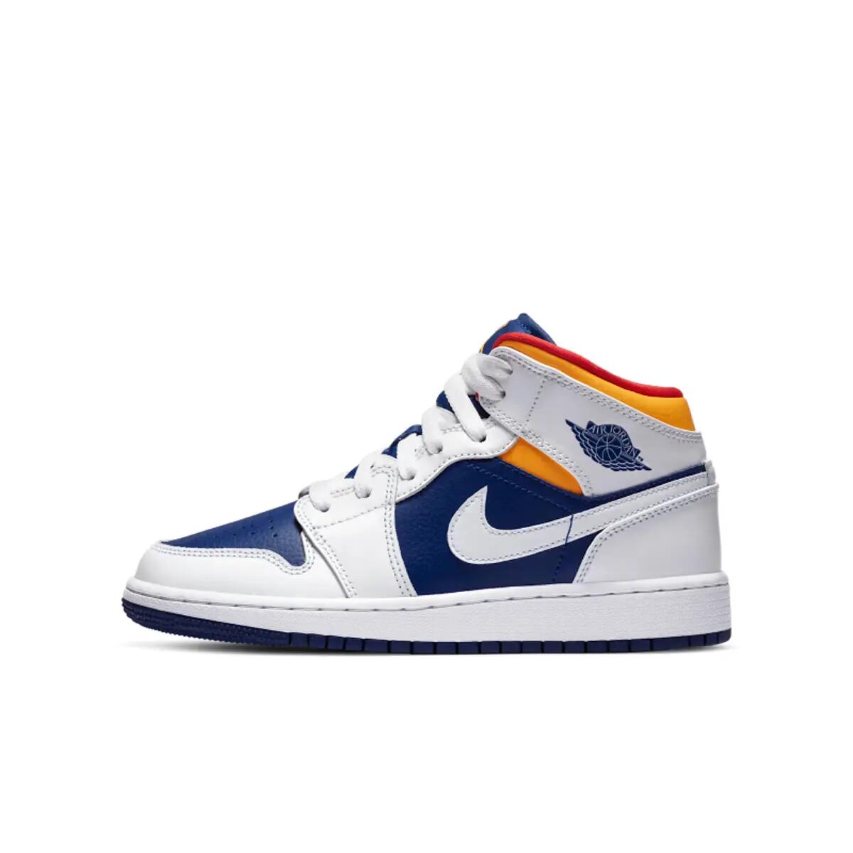 Jordan 1 Mid White Laser Orange Deep Royal Blue (GS) 3/6