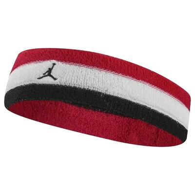 Contrast gestreepte badstof hoofdband (rood/wit/zwart)