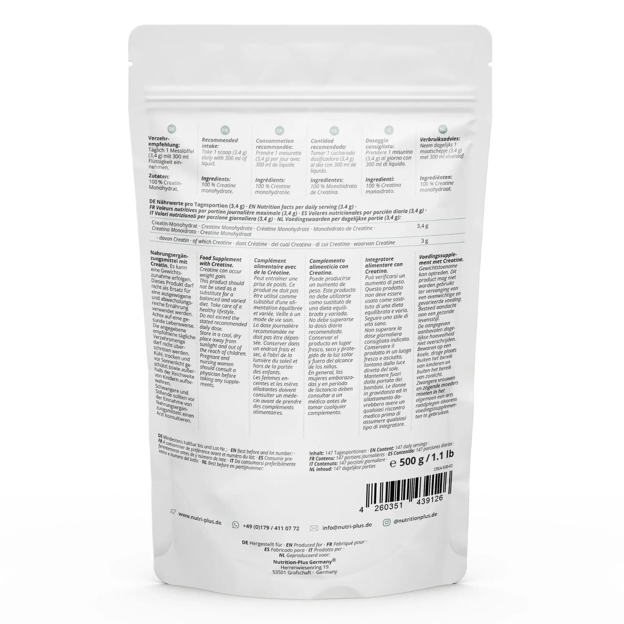Monohydrate de créatine 500 g 2/6