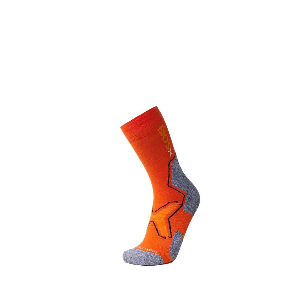 BIOSx Work Hiking Compression Socks Merino Wool Bamboo Neon Orange