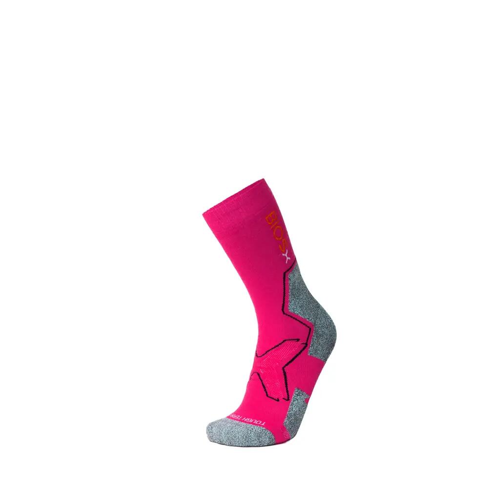 BIOSx Work Hiking Compression Socks Merino Wool Bamboo Neon Pink