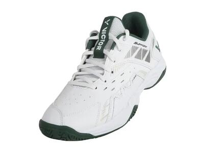 Schoenen, badminton, heren, p8500cls, breed, wit/donkergroen