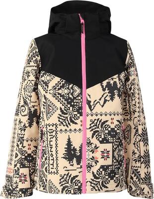 Jas - alpine skiing - girls - hakubia-ao - print, waterdicht 10k - beige