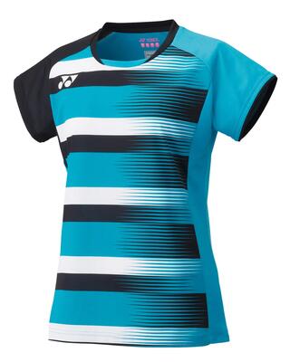 Top - racketsport - dames - elite - korte mouw, ronde hals - cyan/zwart
