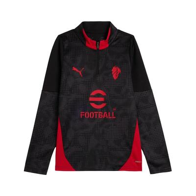 Sweater - voetbal - kinderen - ac milan training - 1/4 zip, zwart/rood