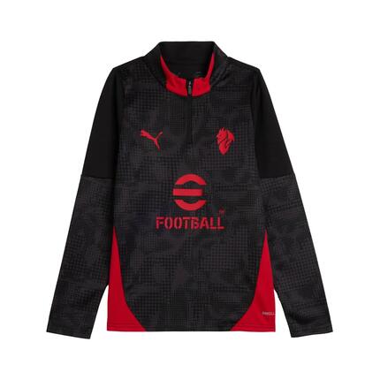 Sweat - training - enfant - 1/4 zip - ac milan - noir/rouge