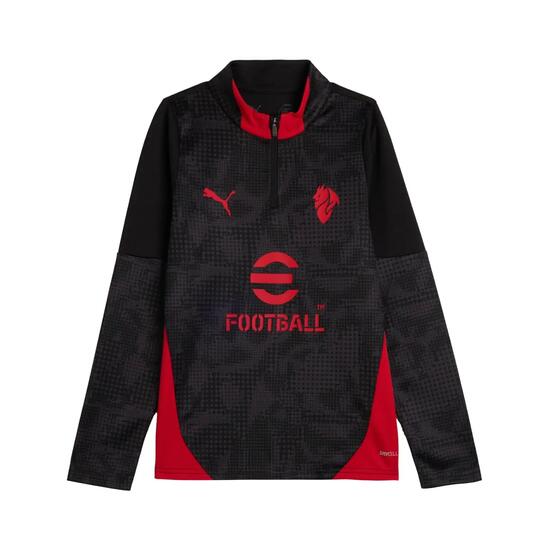 Sweat - training - enfant - 1/4 zip - ac milan - noir/rouge