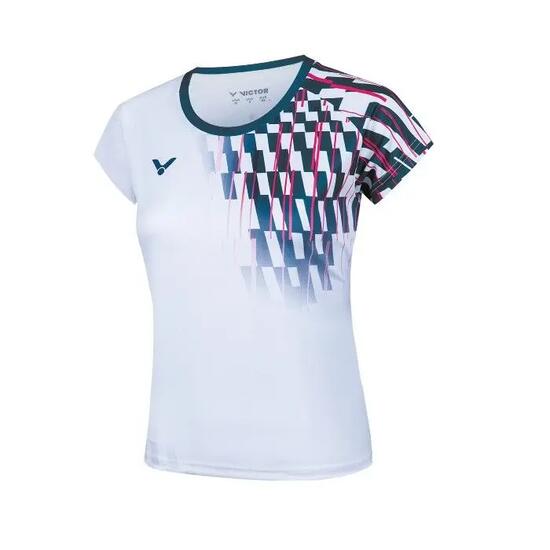 T-shirt - badminton - manches courtes - t-51001td a - blanc/rose