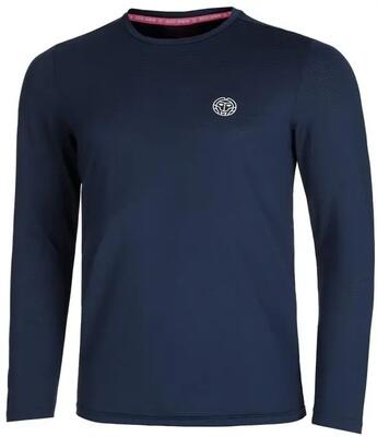 T-shirt - sportswear - man - lange mouwen, ronde hals - blauw/wit