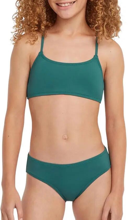 Maillot deux pièces - natation - fille - bralette, coques amovibles - vert/bleu 1/1