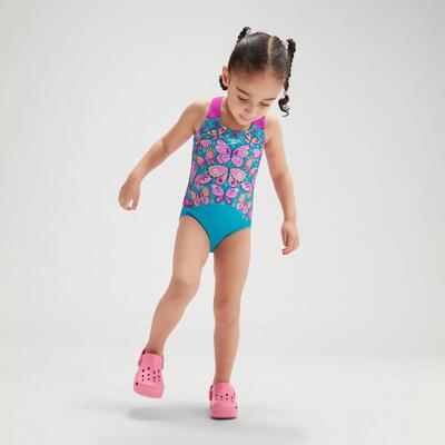 Badpak - zwemmen - kids - dig printed blu/pur - anti-uv, met bandjes - blauw