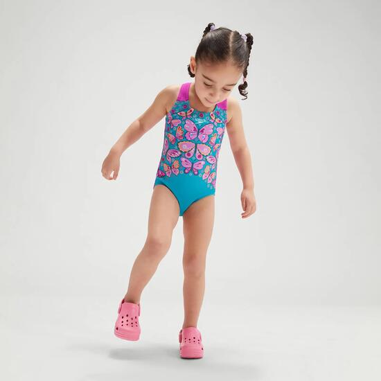 Maillot de bain - natation - enfant - anti-UV, bretelles - bleu