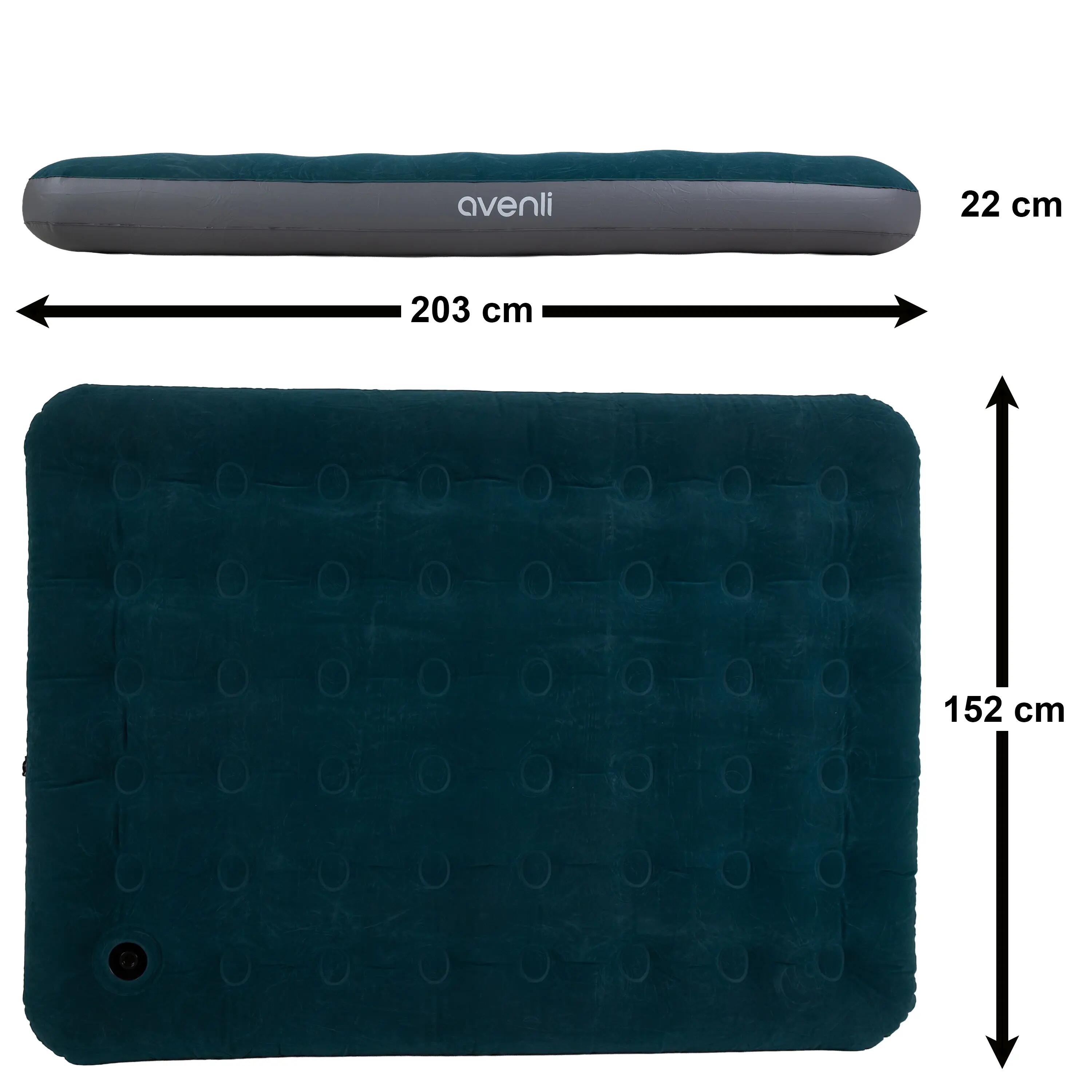 Luftmatratze Camping 2 Personen grün 203x152x22cm Luftbett mit Fußpumpe 5/7