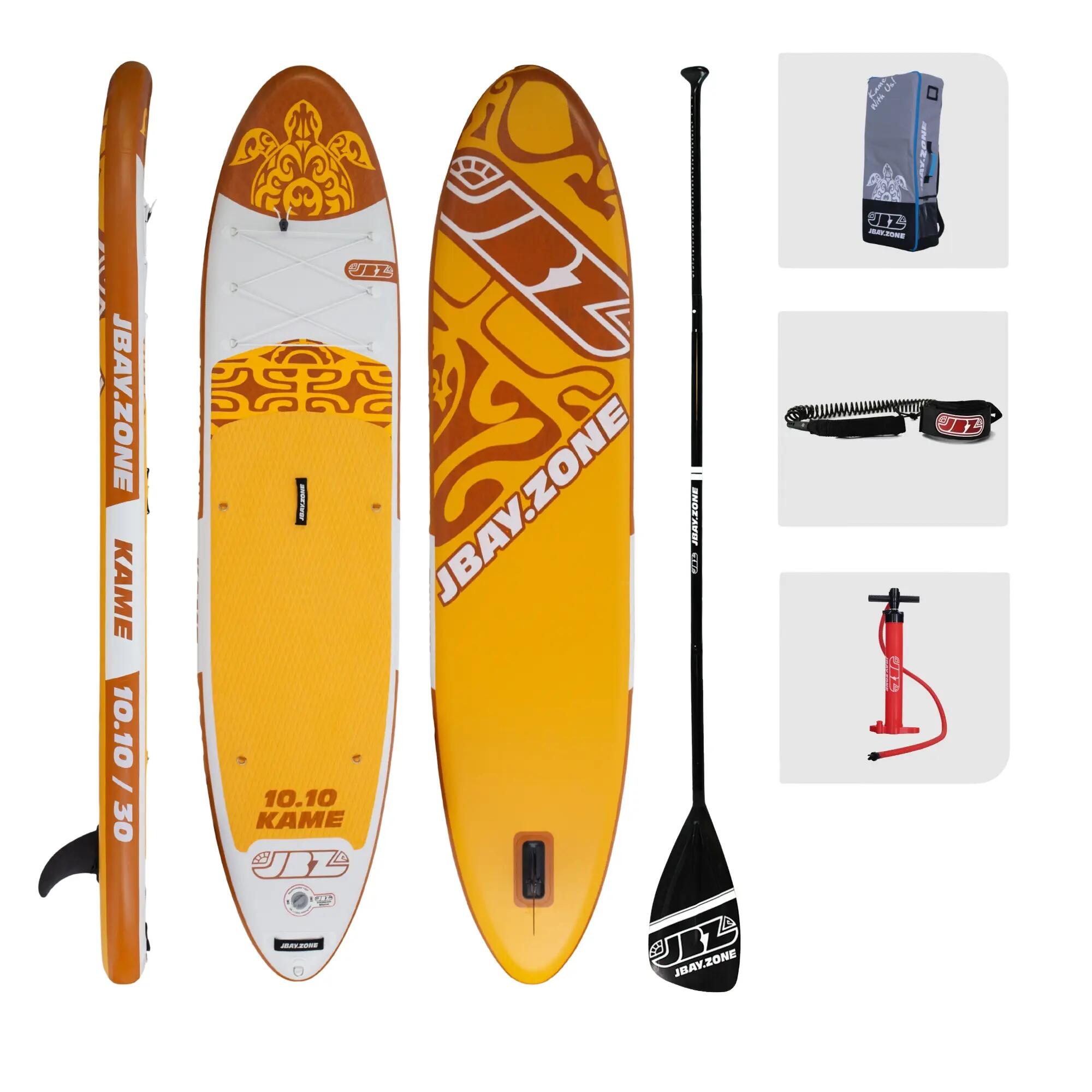 Aufblasbares SUP-Board All-Round 10'10'' 76cm breit Komplett-Set, gelb/weiß 10/10