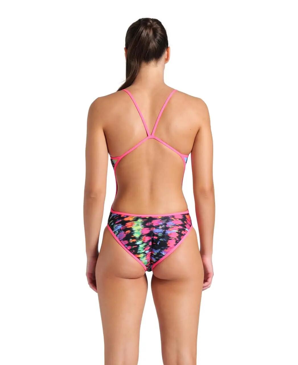 Maillot - natation - femme - challenge back - néon bleu-multi 4/4