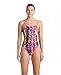 Maillot - natation - femme - challenge back - néon bleu-multi 3/4