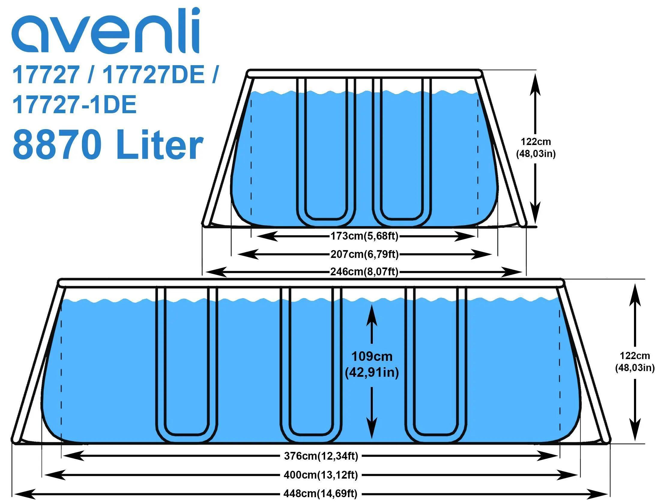 Frame Pool Ersatzpool 400x207x122cm grau ohne Pumpe 4/8